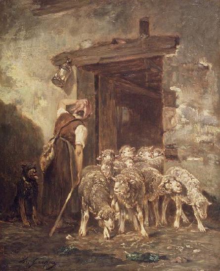unknow artist Leaving the Sheep Pen Spain oil painting art